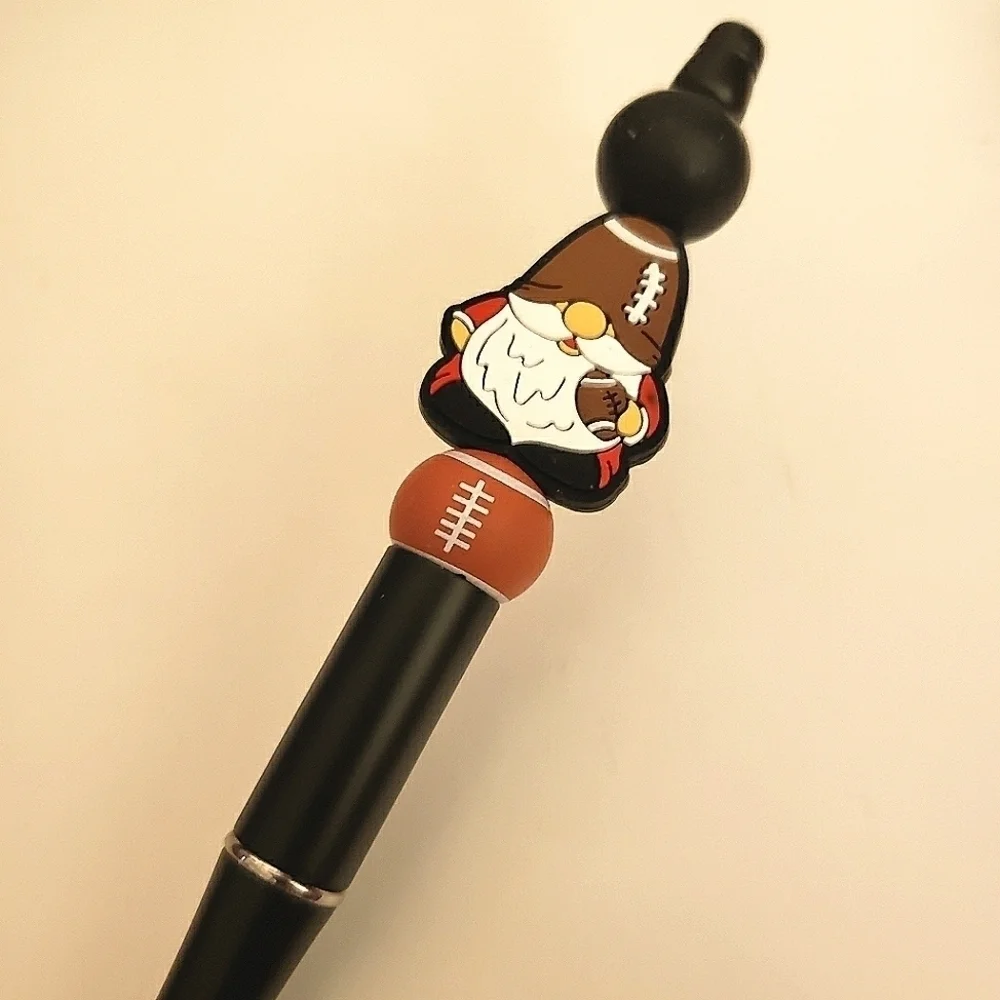 Handmade Football Gnome Beaded Silicone Focal Bead Pen
